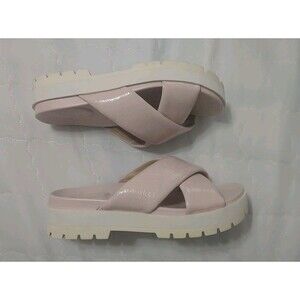 Vionic Criss Cross Platform Pink Slides Beachy Boho Y2K Sz 10